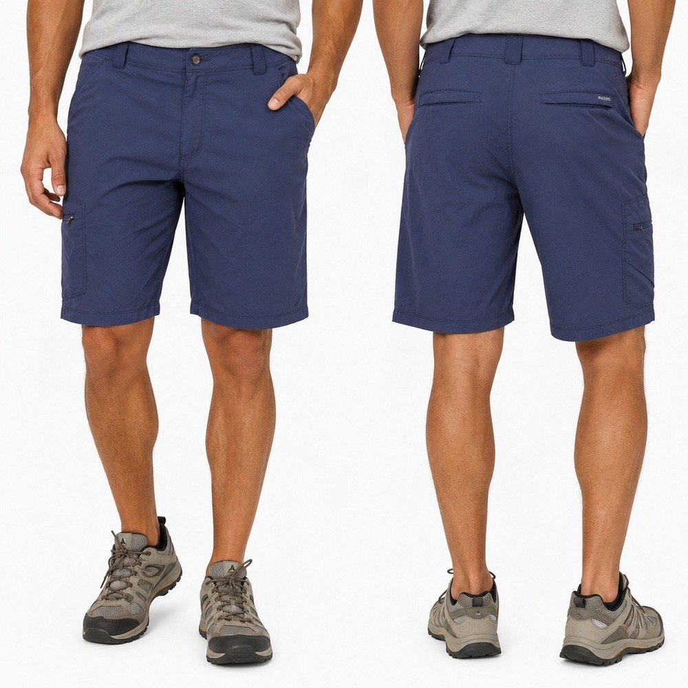 Ascend Shorts Mens 38 Navy Blue Cargo Outdoor Performance Trail Active Zipper